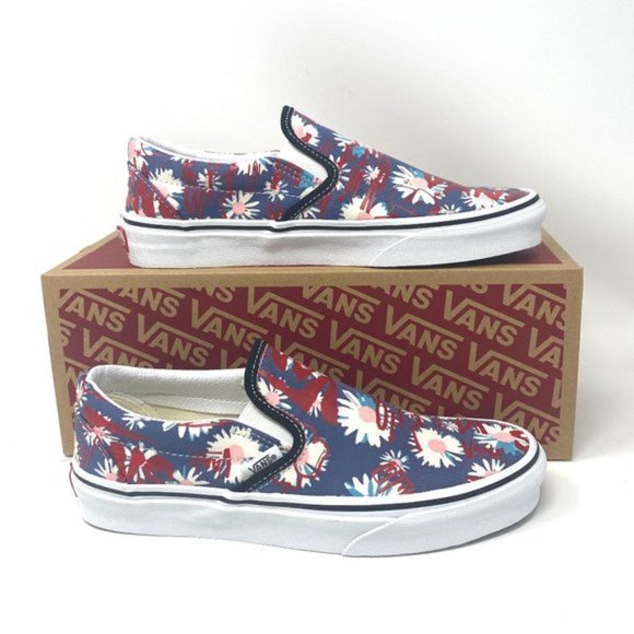 🌸Sale🌸 VANS Classic Womens Slip-On Low Top Crew Floral Blue Canvas VN0A4BV31JA - Picture 4 of 11